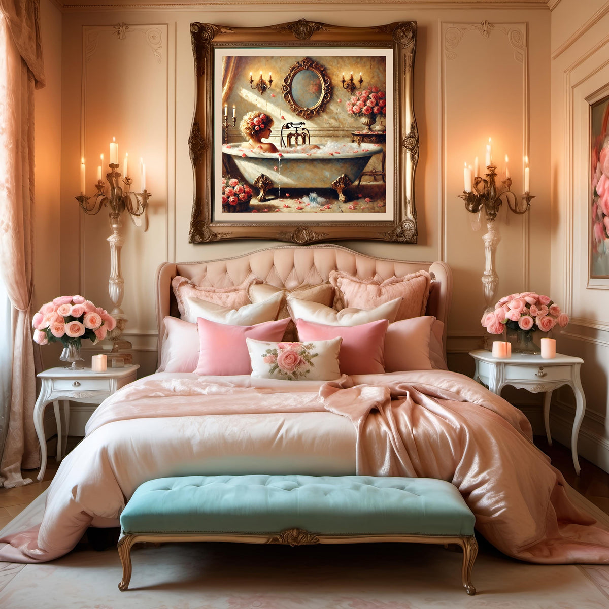 Vintage Bubble Bath Art: Romantic Victorian Bathroom Print (Digital Download)