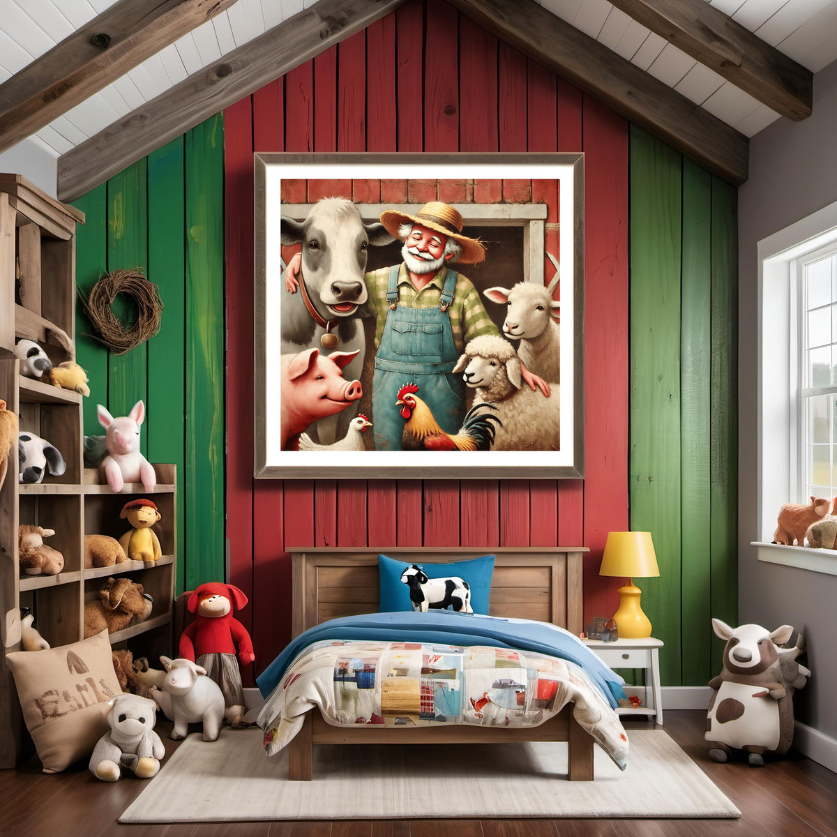 Old MacDonald Farmhouse Print: Vintage Storybook Nursery Art (Digital Download)