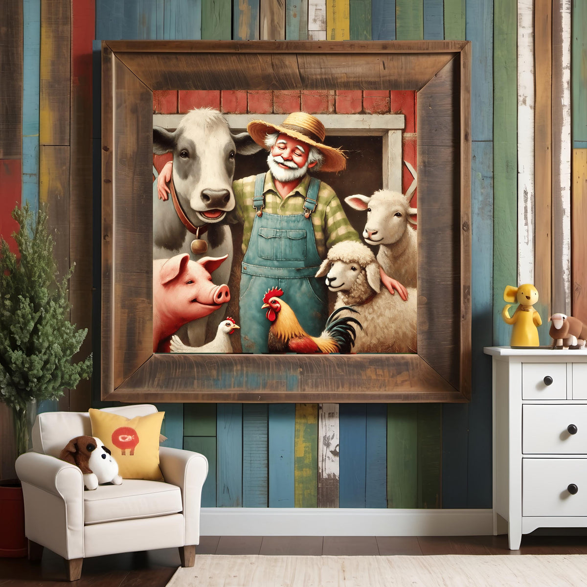Old MacDonald Farmhouse Print: Vintage Storybook Nursery Art (Digital Download)