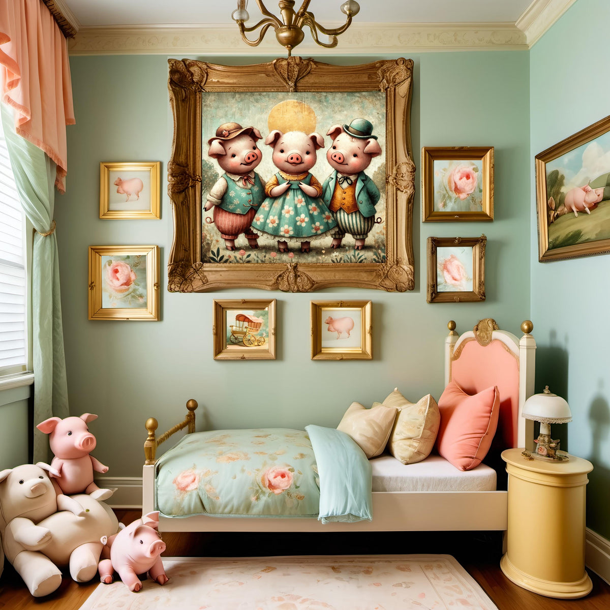 Three Little Pigs Vintage Print: Whimsical Nursery Rhyme Art (Digital Download)