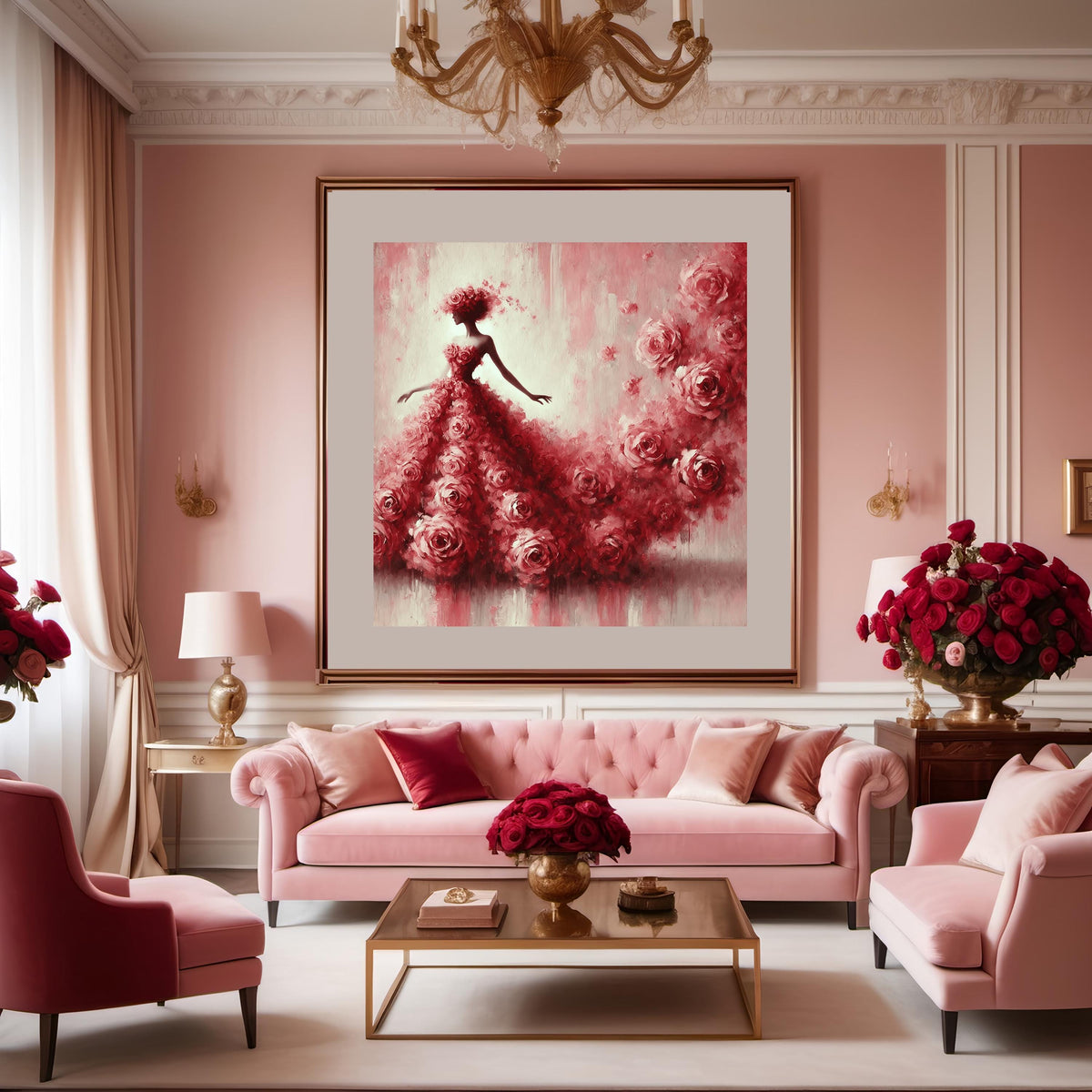Impressionist Rose Dress Painting: Romantic Valentine's Gift (Digital Print)