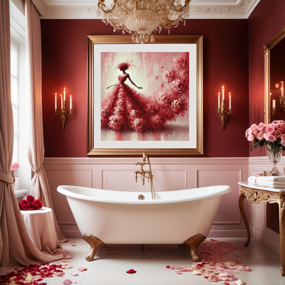 Impressionist Rose Dress Painting: Romantic Valentine's Gift (Digital Print)