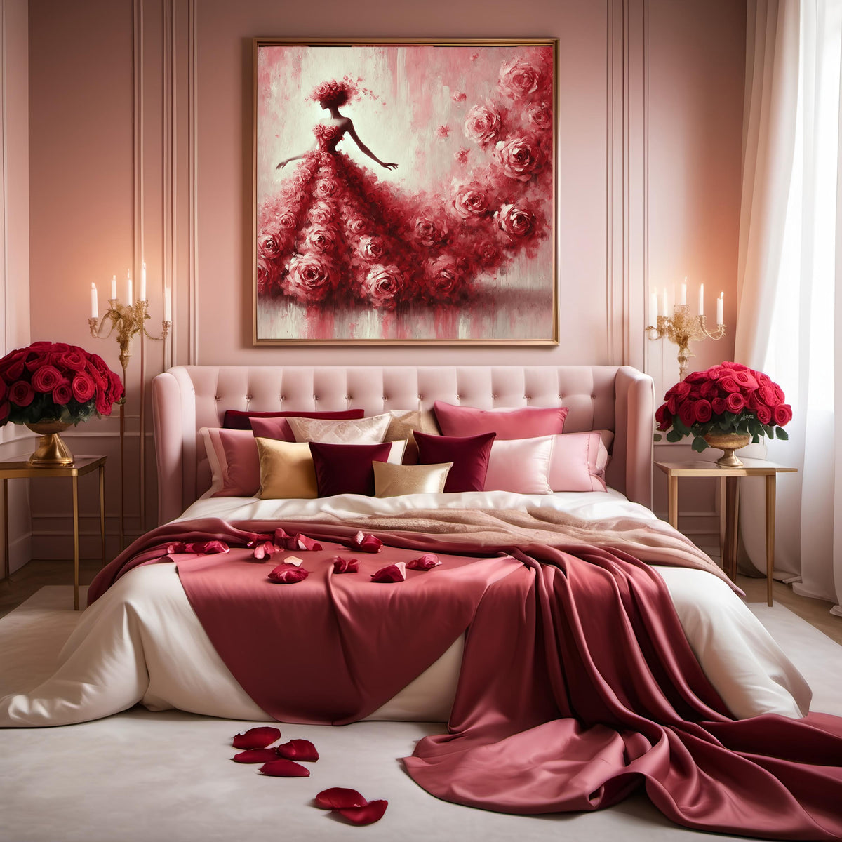 Impressionist Rose Dress Painting: Romantic Valentine's Gift (Digital Print)