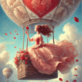 Vintage Valentine Hot Air Balloon Art: Romantic Digital Print (Digital Download)