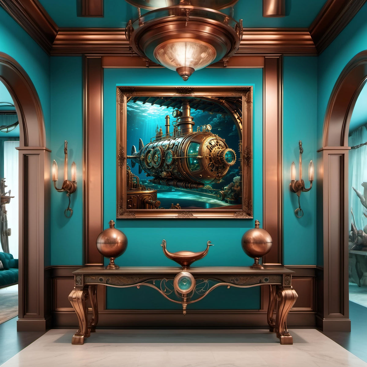 Steampunk Submarine Art Print: Vintage Nautical Sci-Fi Decor (Digital Download)