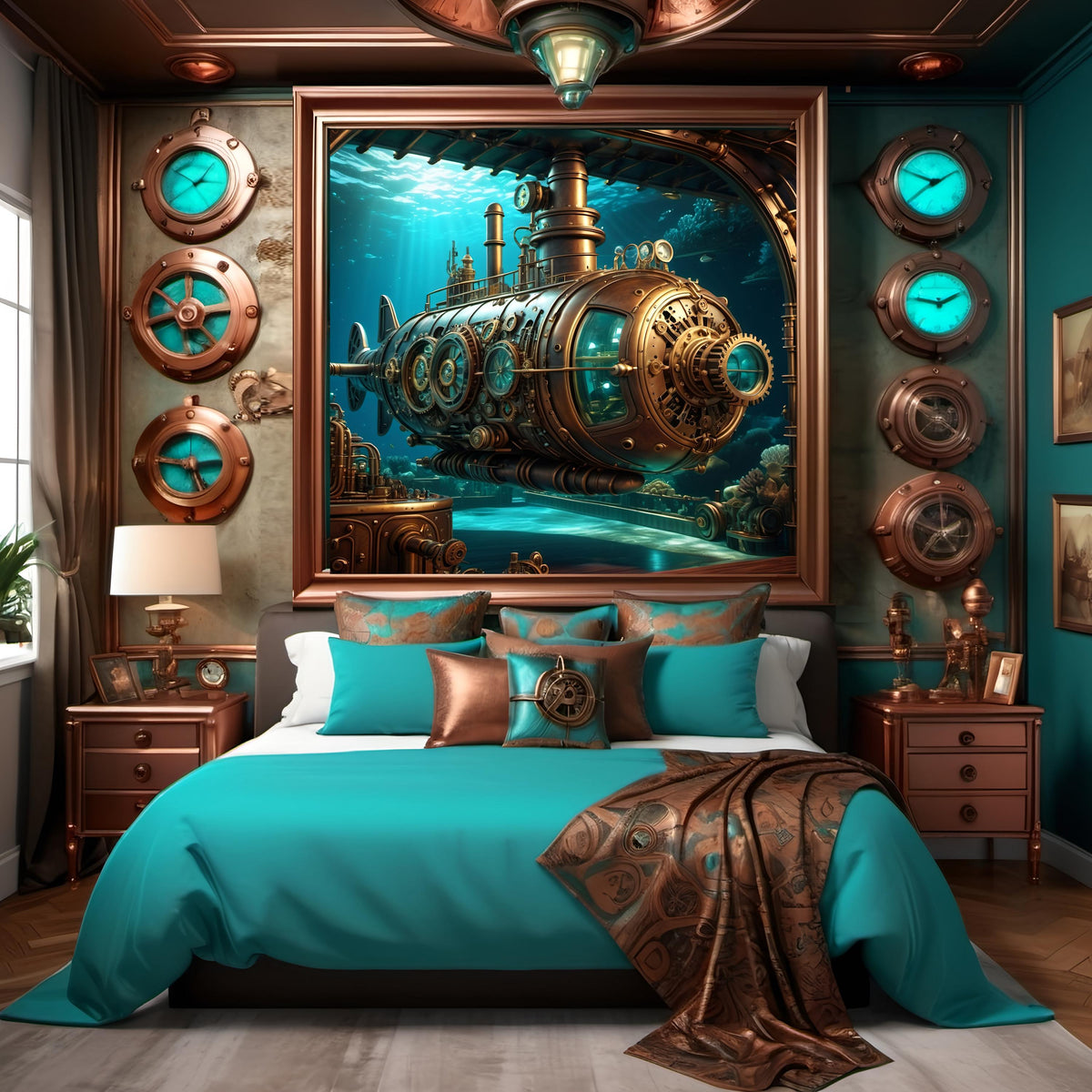 Steampunk Submarine Art Print: Vintage Nautical Sci-Fi Decor (Digital Download)