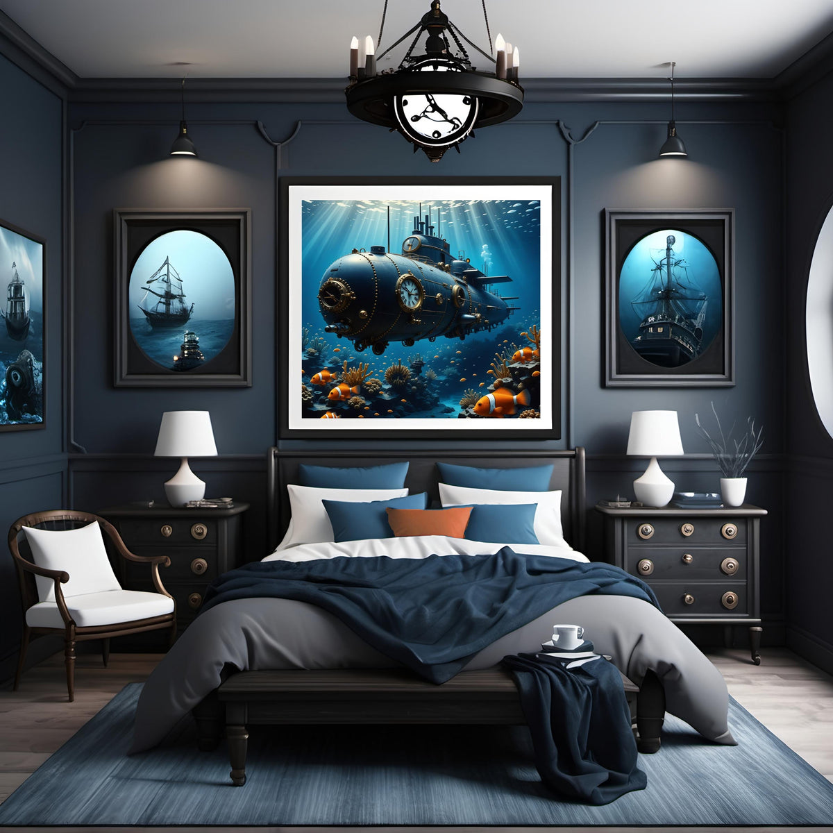 Steampunk Submarine Print: Nautical Sci-Fi Wall Art (Digital Download)