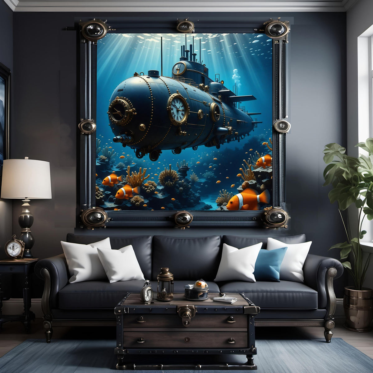 Steampunk Submarine Print: Nautical Sci-Fi Wall Art (Digital Download)