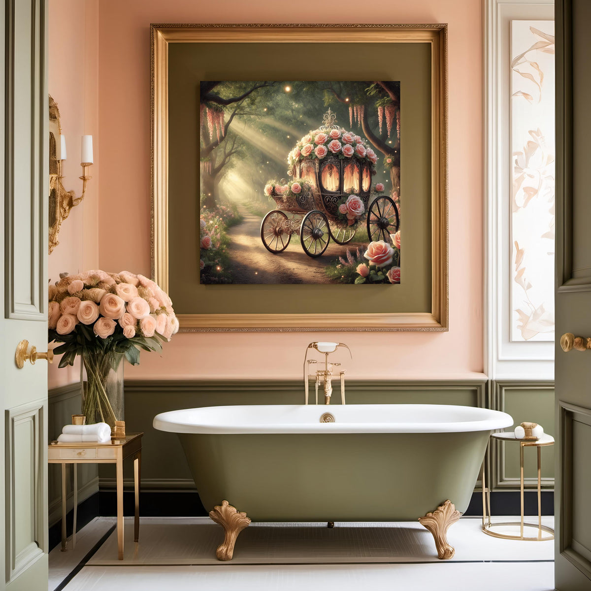 Fairytale Rose Carriage Print: Vintage Valentine Wall Art (Digital Download)