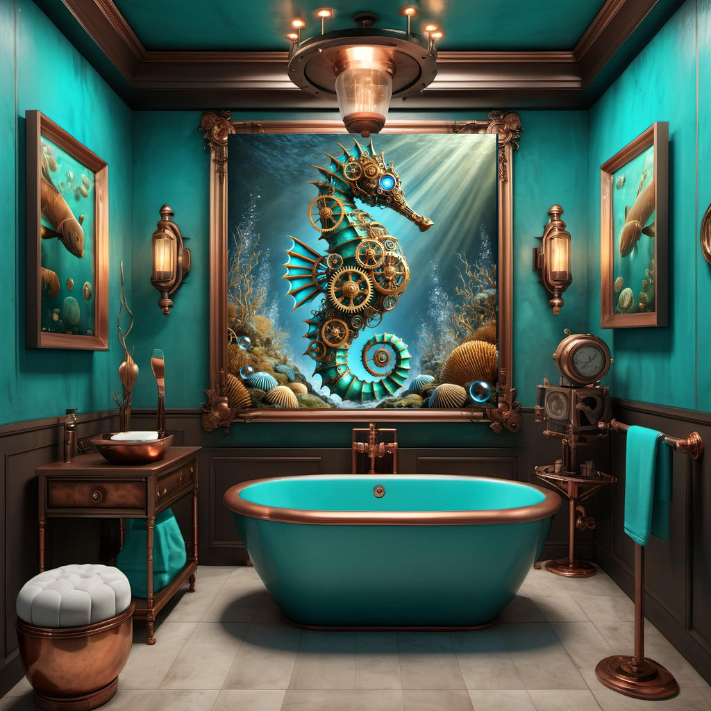 Steampunk Seahorse Digital Art (Digital Download 4096X4096 pixels)