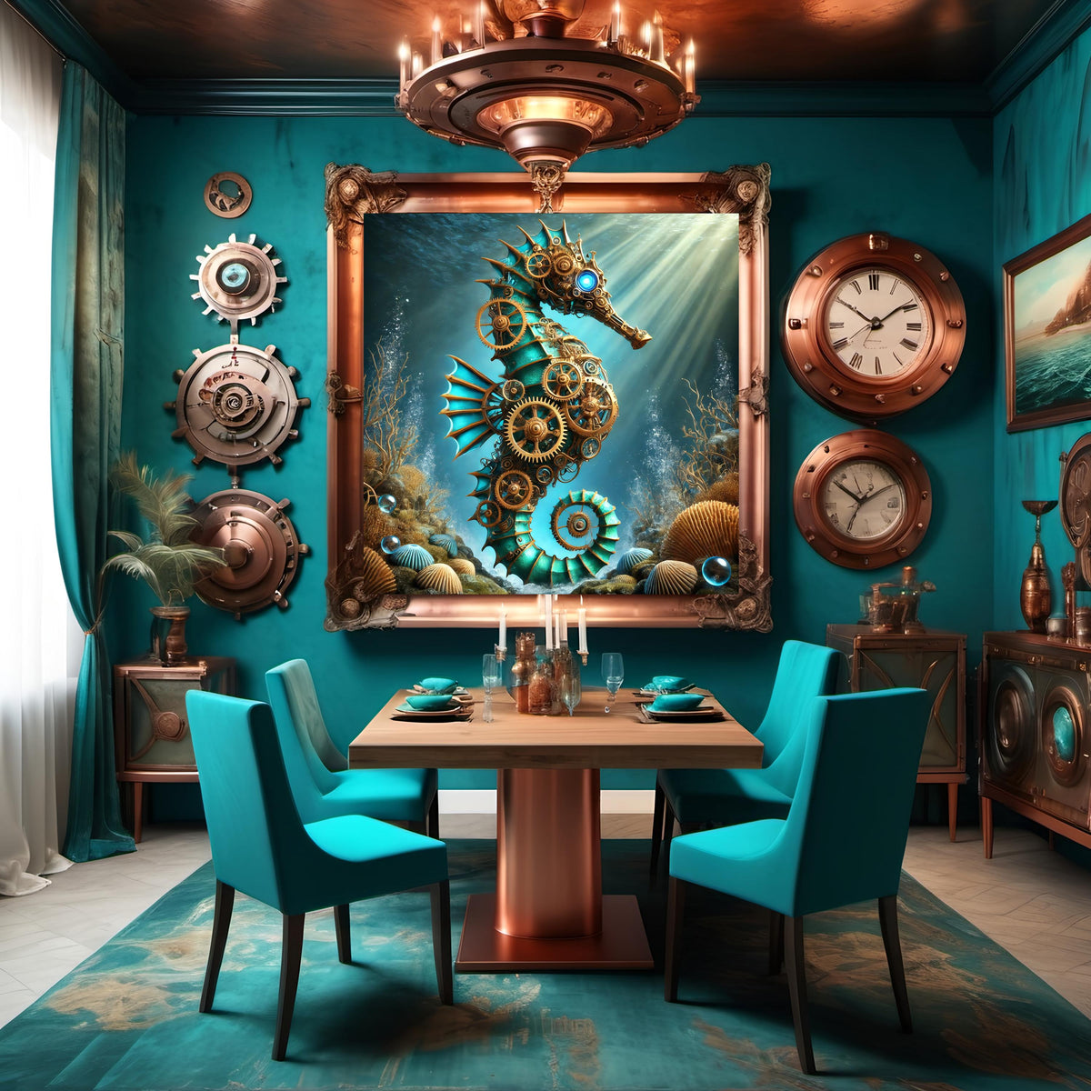 Steampunk Seahorse Digital Art (Digital Download 4096X4096 pixels)