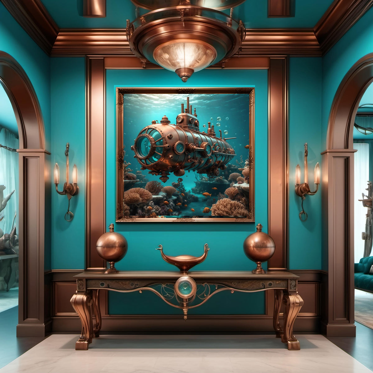 Steampunk Submarine Art Print: Nautical Sci-Fi Decor (Digital Download)