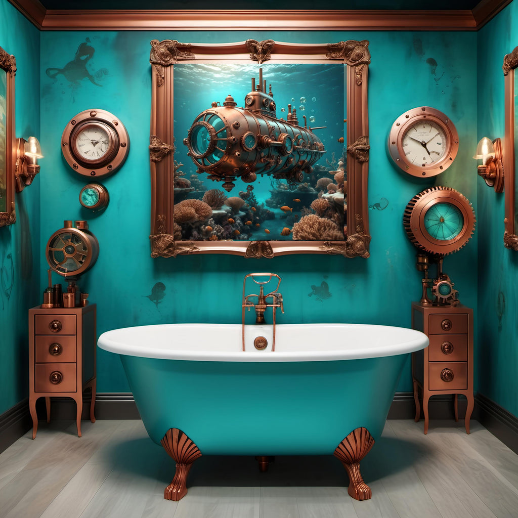 Steampunk Submarine Art Print: Nautical Sci-Fi Decor (Digital Download)