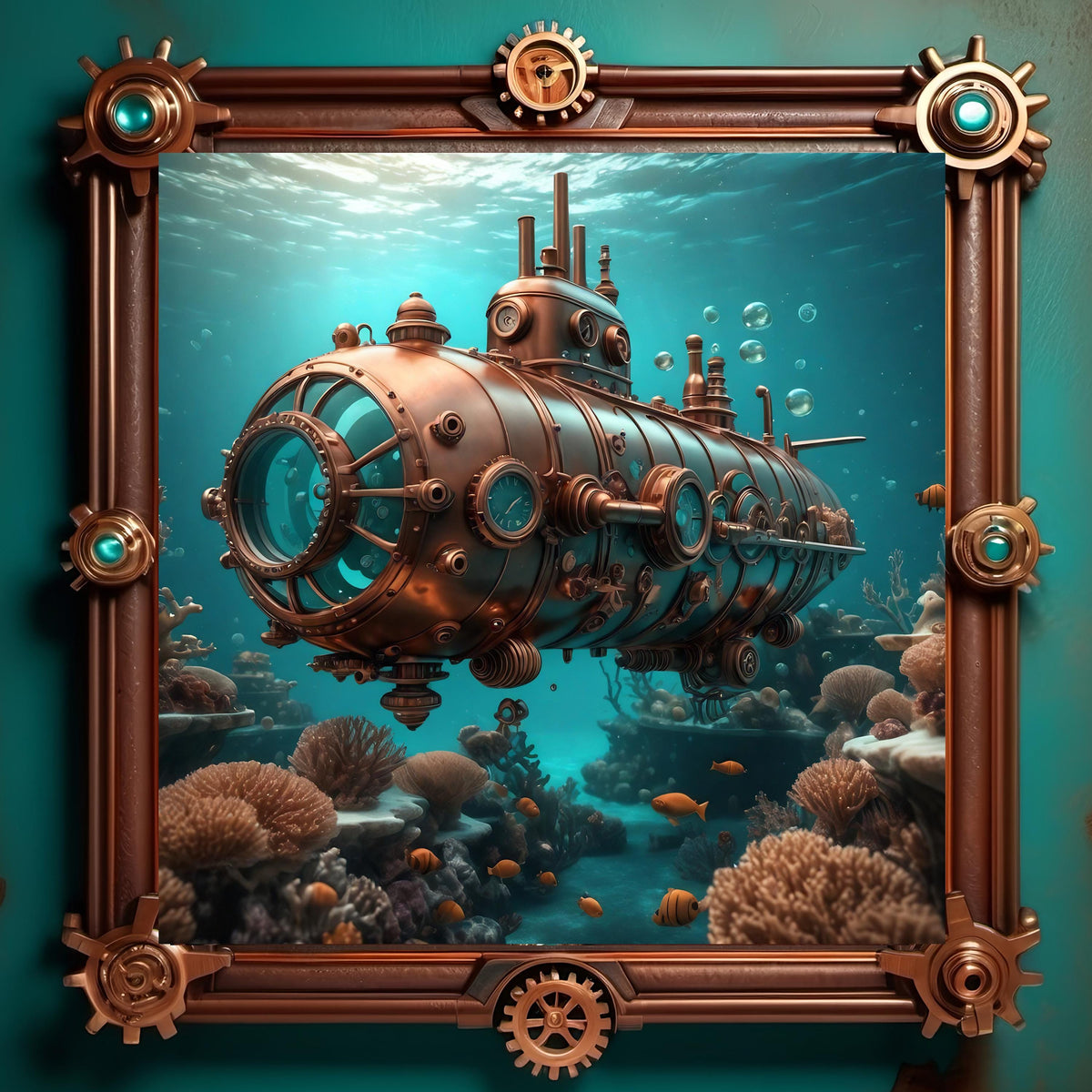Steampunk Submarine Art Print: Nautical Sci-Fi Decor (Digital Download)