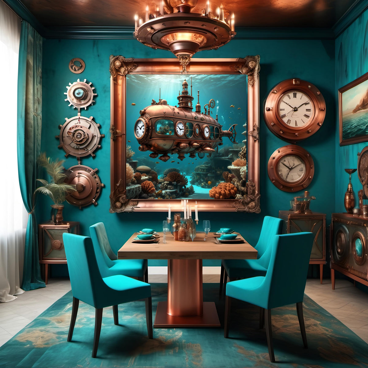 Steampunk Submarine Art Print: Underwater Sci-Fi Decor (Digital Download)