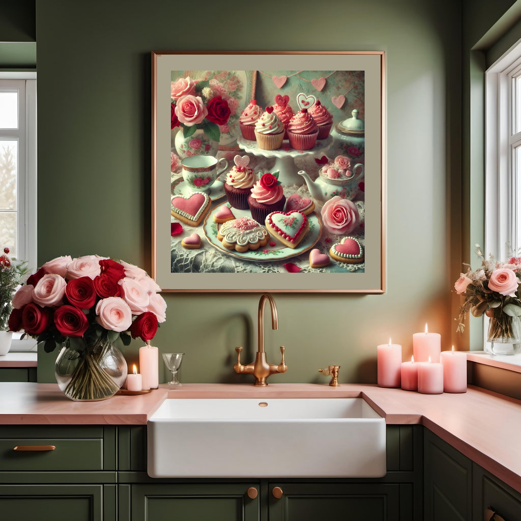 Vintage Valentine's Tea Party Print: Cupcakes & Cookies (Digital Download) 2