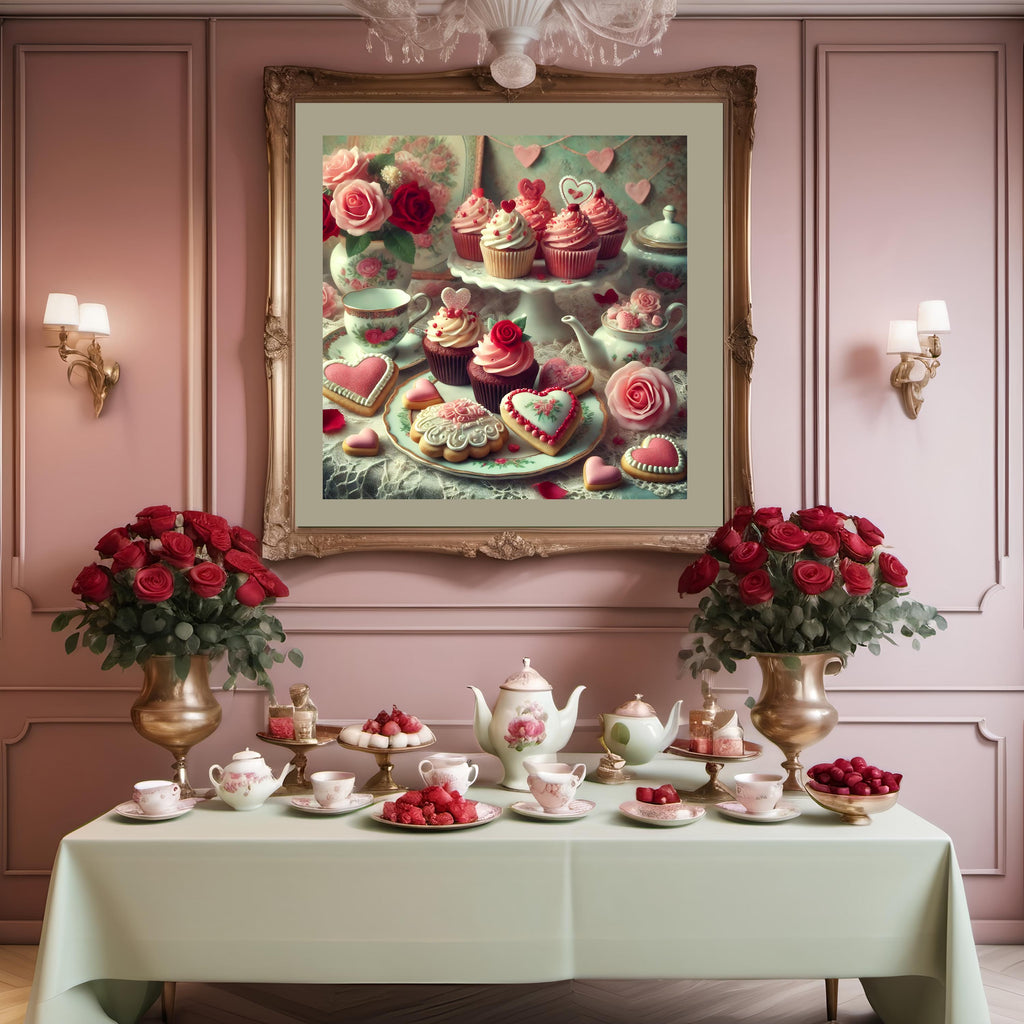 Vintage Valentine's Tea Party Print: Cupcakes & Cookies (Digital Download) 2