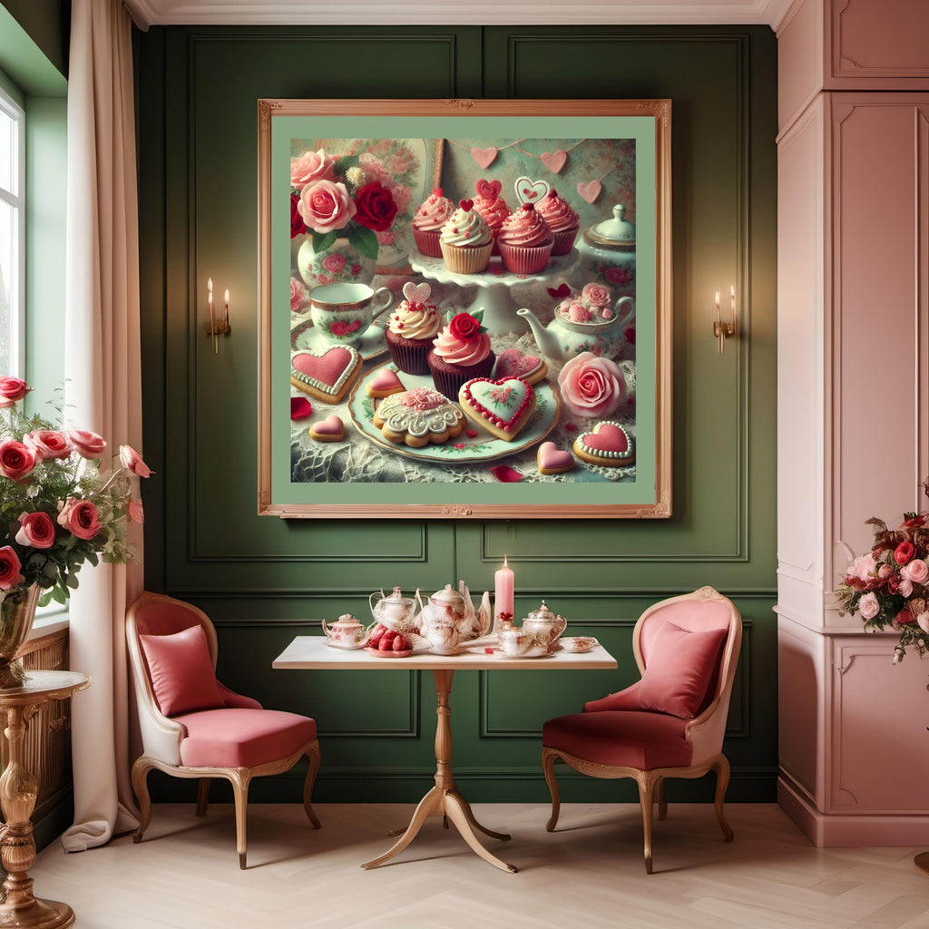 Vintage Valentine's Tea Party Print: Cupcakes & Cookies (Digital Download) 2