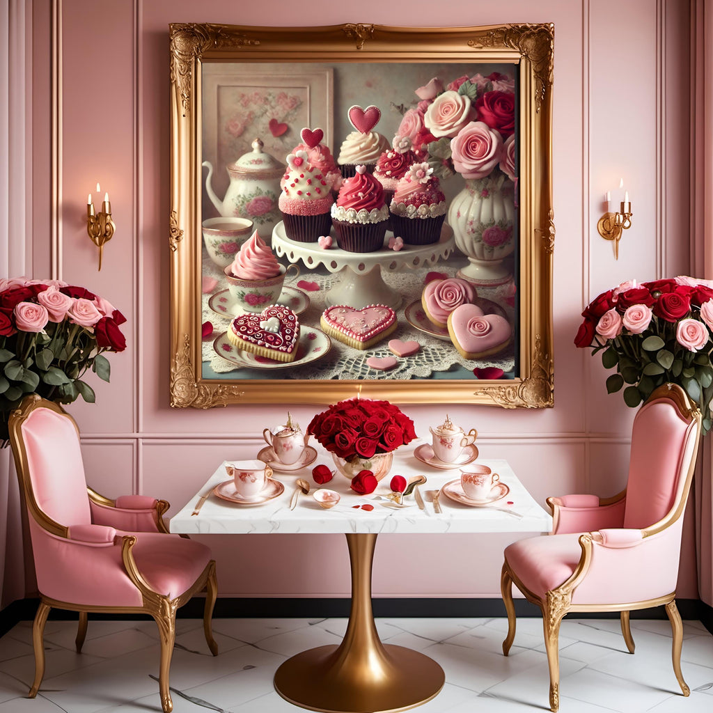 Vintage Valentine's Tea Party Print: Cupcakes & Cookies (Digital Download)