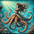 Steampunk Octopus Queen Art Print: Nautical Fantasy Decor (Digital Download)