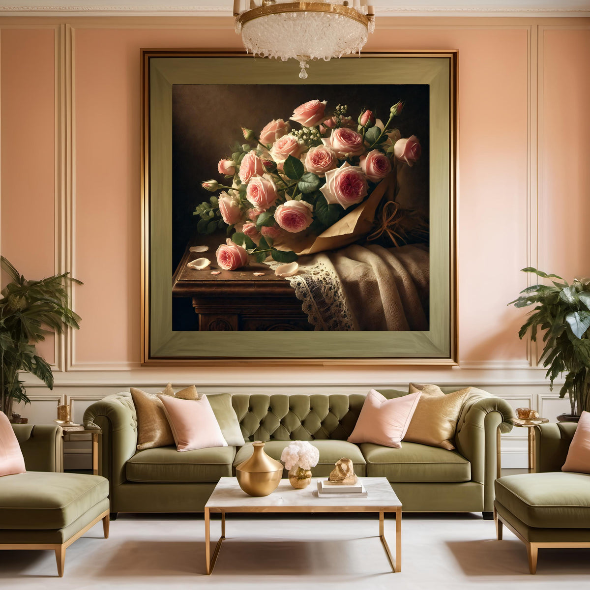 Pink Rose Bouquet Still Life Print: Vintage Floral Wall Art (Digital Download)