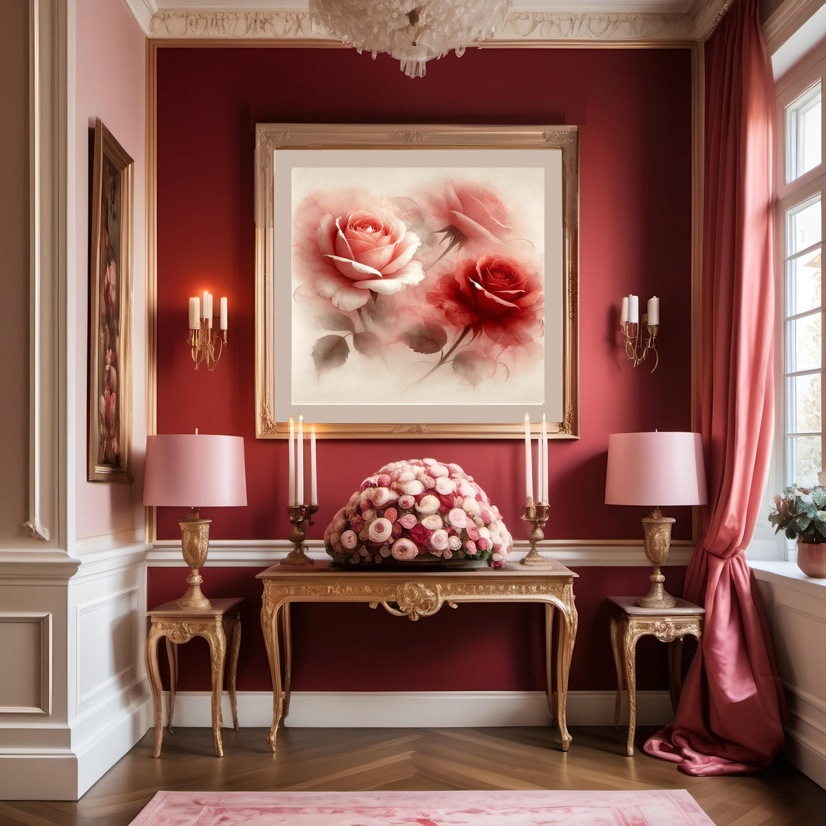 Watercolor Roses Print: Romantic Blush & Red Floral Wall Art (Digital Download)