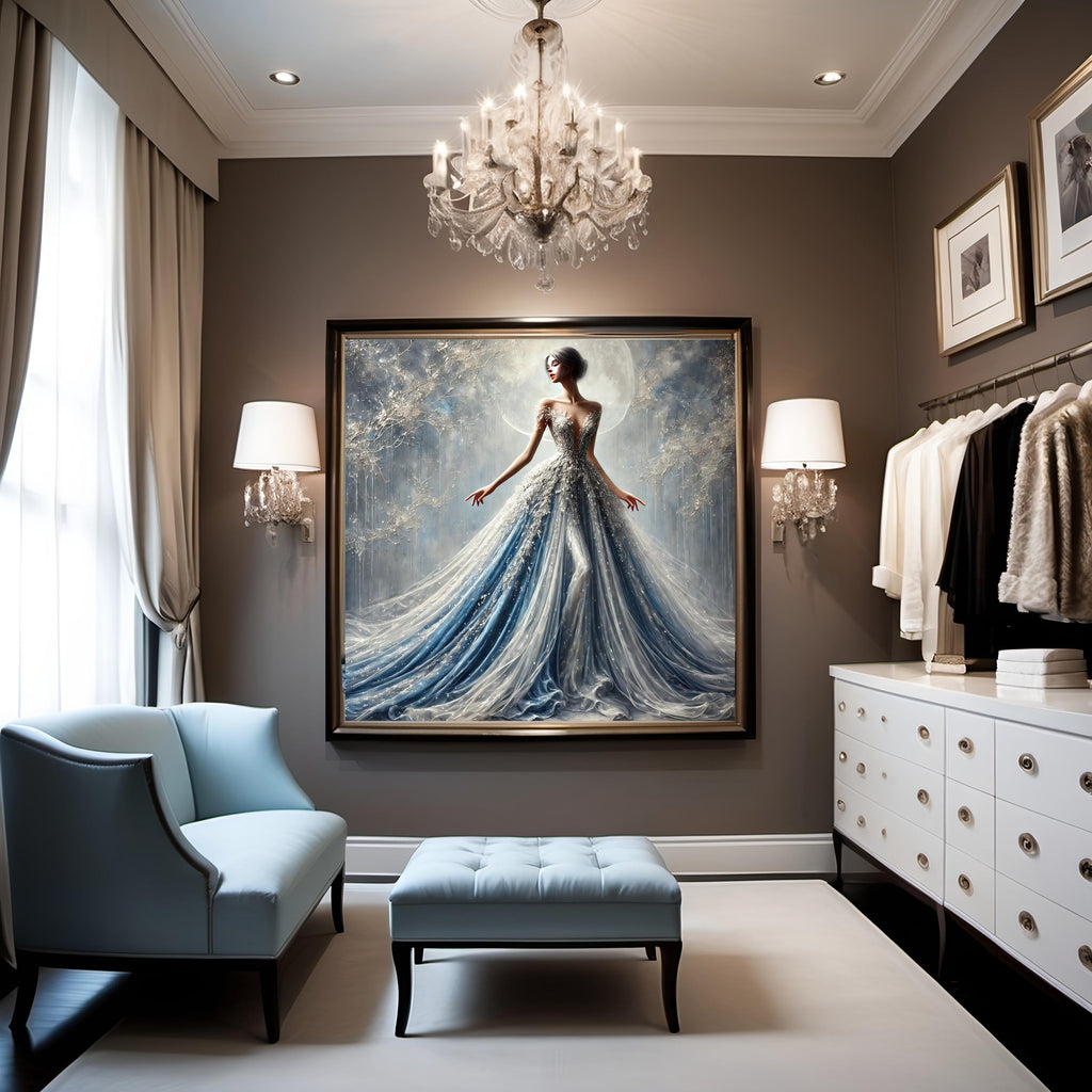 Moonlit Ice Couture Gown Digital Print: Ethereal Fashion Wall Art (Digital Download)