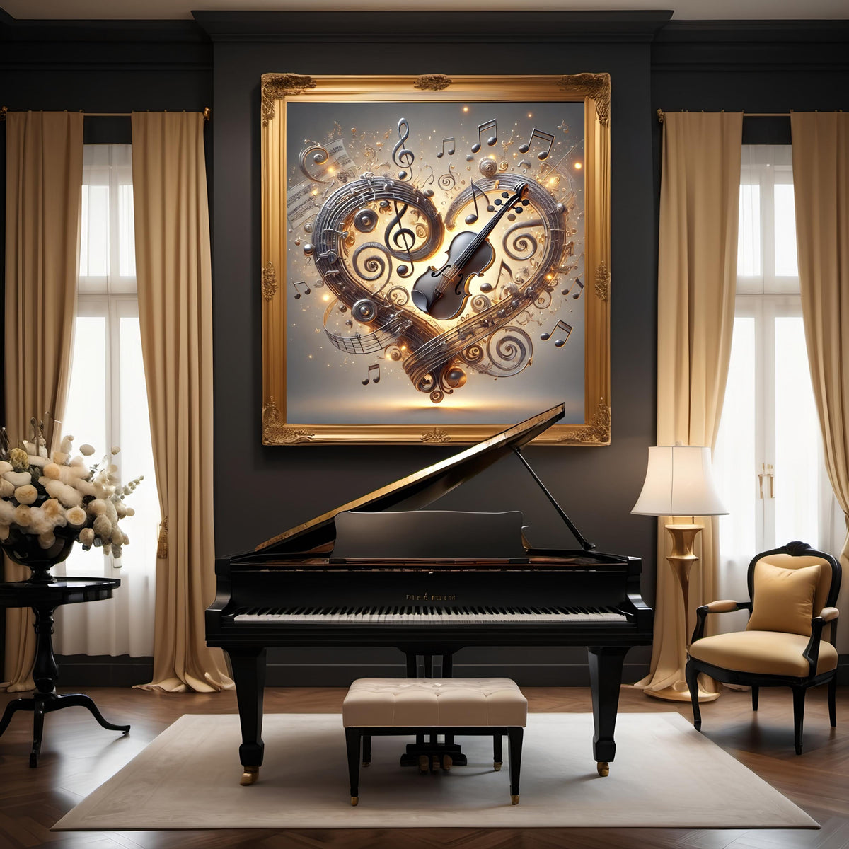 Musical Heart Violin Print: Valentine's Day Gift, Music Lover (Digital Download)