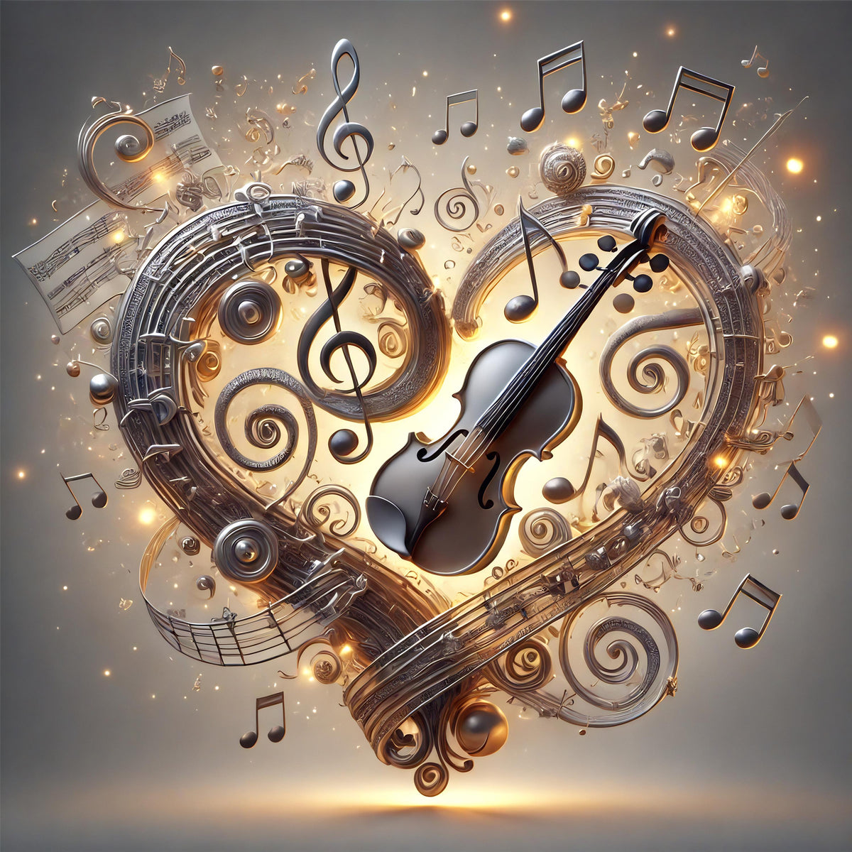 Musical Heart Violin Print: Valentine's Day Gift, Music Lover (Digital Download)