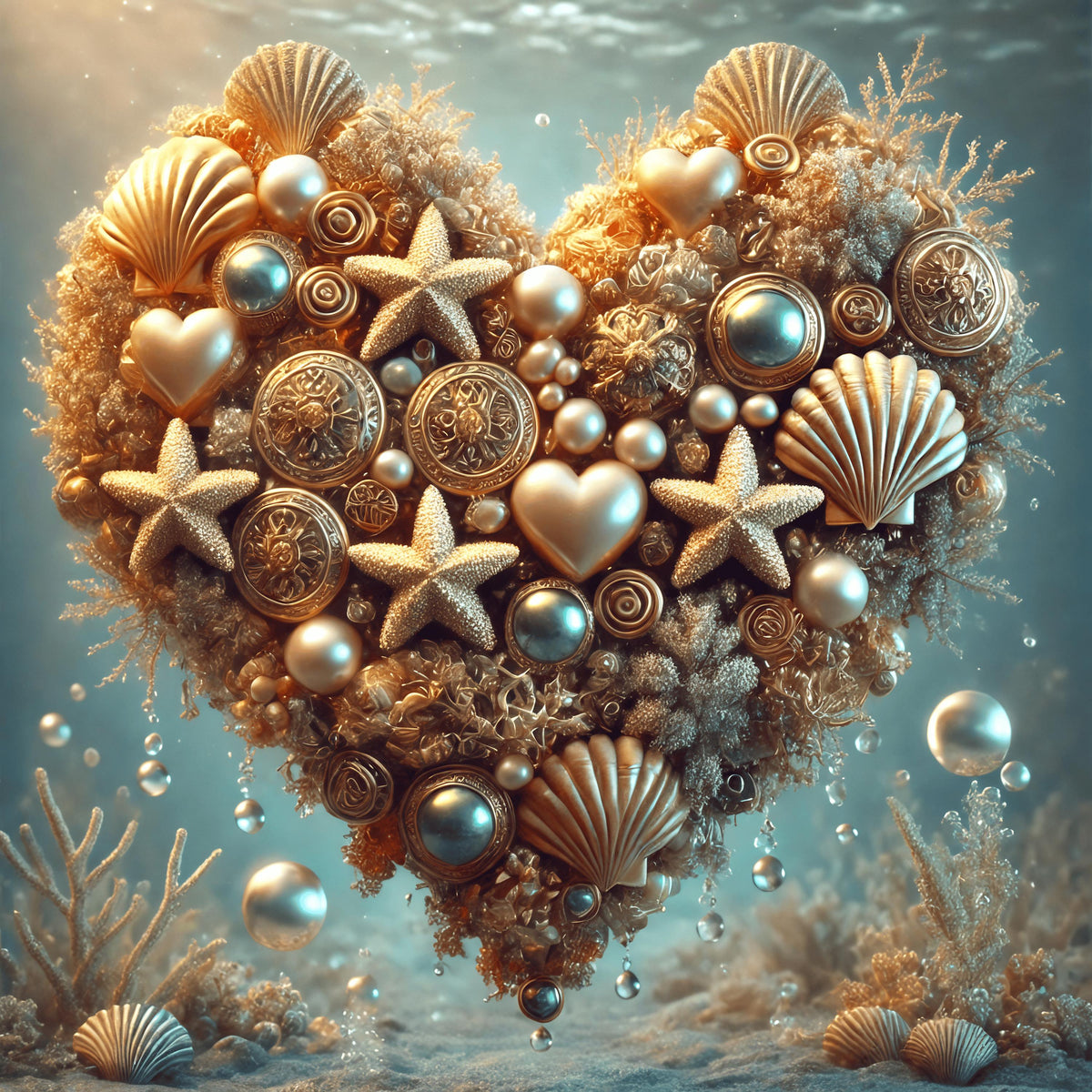 Oceanic Heart Seashell Art Print: Coastal Valentine Gift (Digital Download)