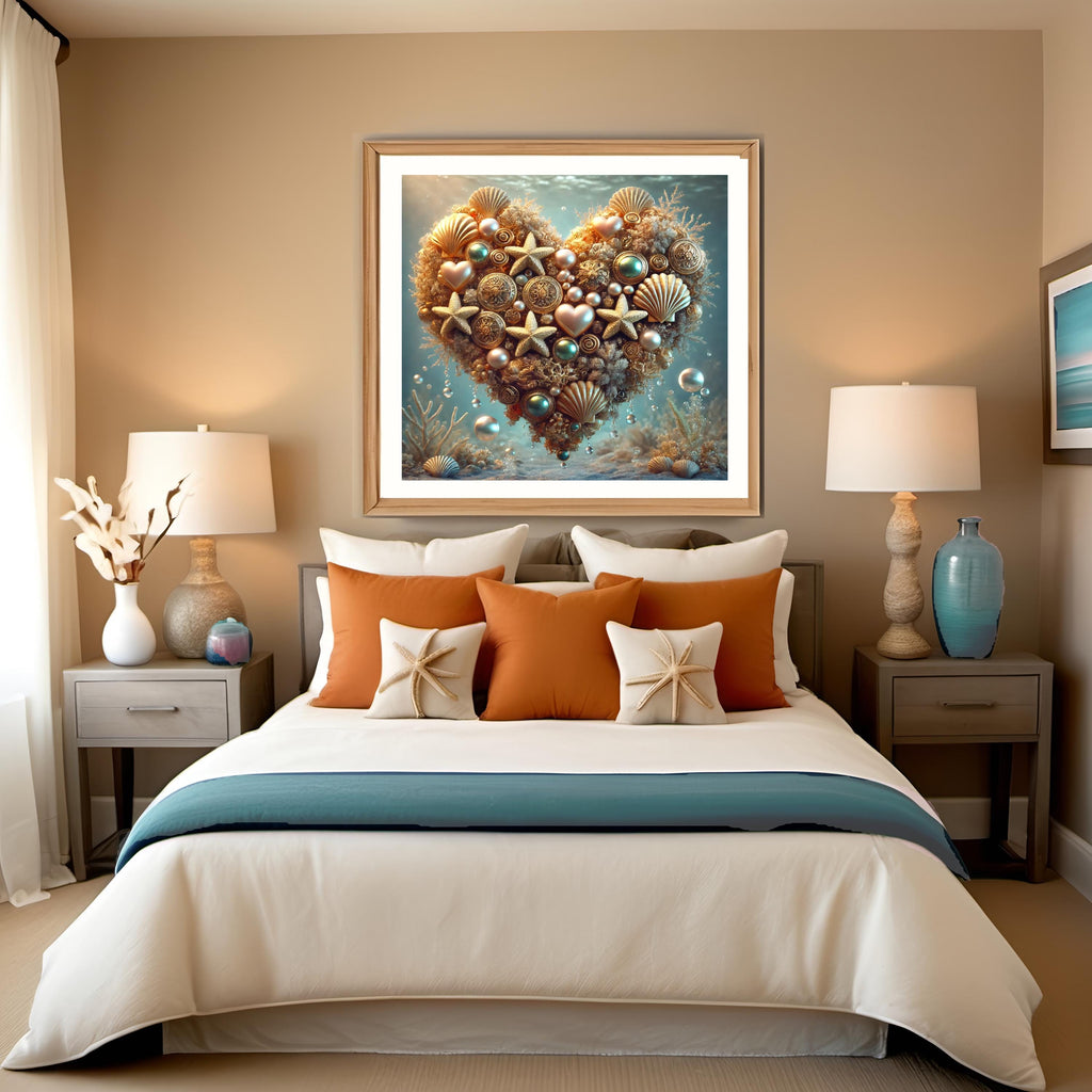 Oceanic Heart Seashell Art Print: Coastal Valentine Gift (Digital Download)