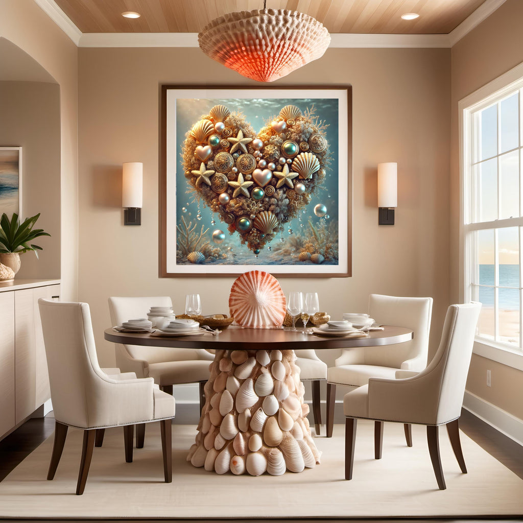Oceanic Heart Seashell Art Print: Coastal Valentine Gift (Digital Download)