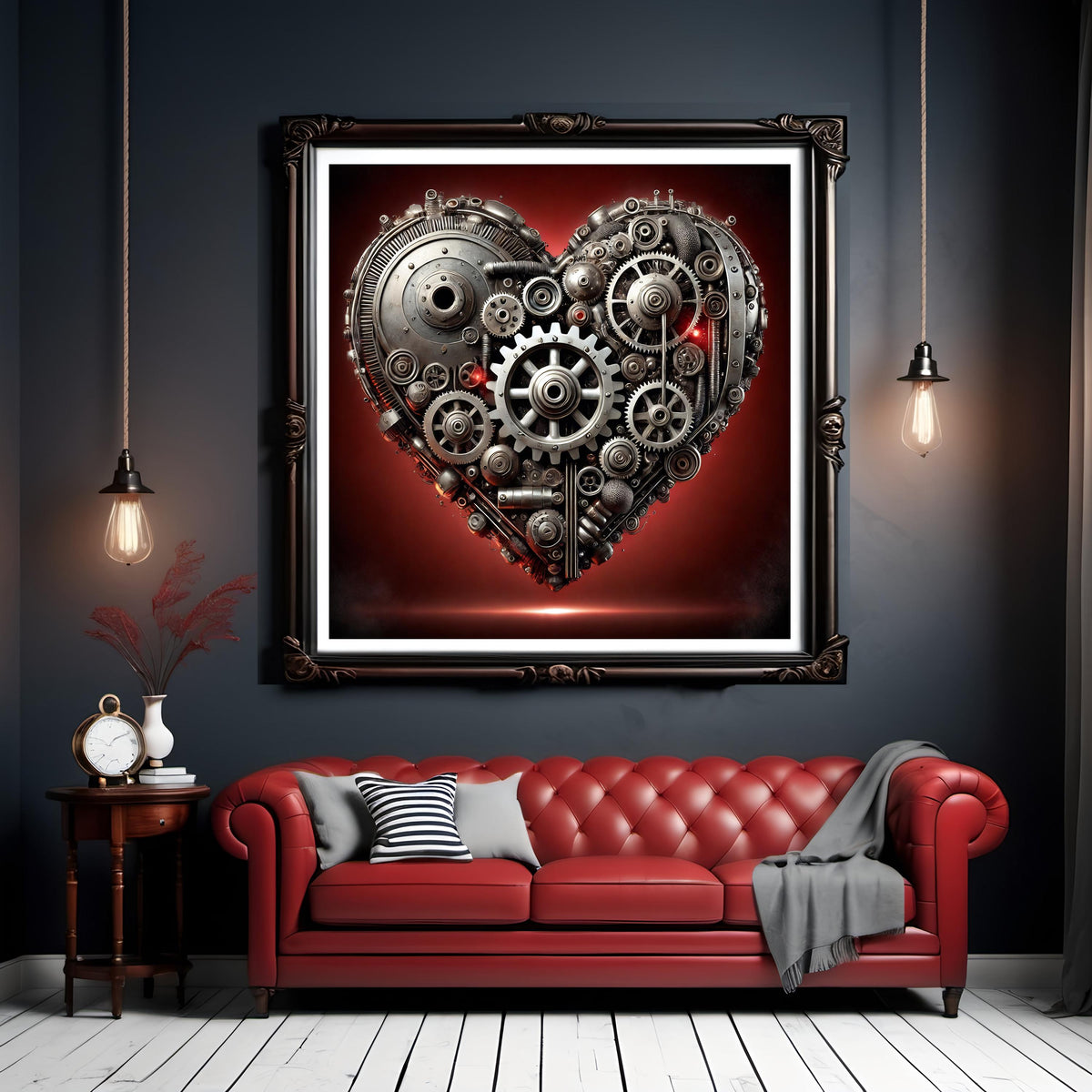 Steampunk Heart Print: Industrial Valentine's Day Decor (Digital Download)