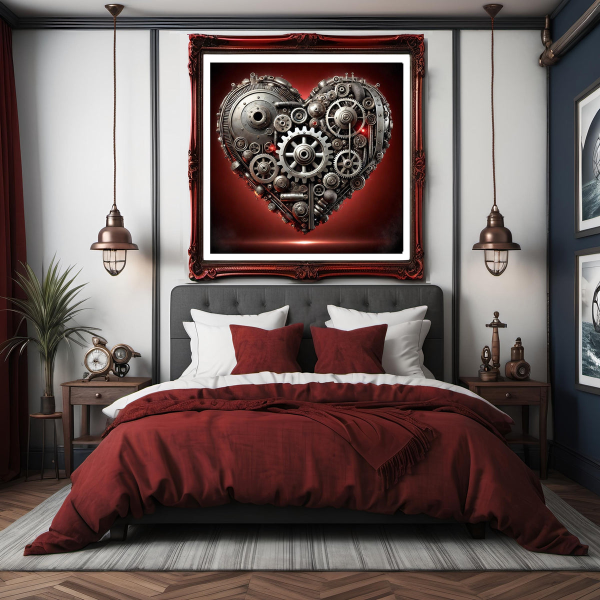 Steampunk Heart Print: Industrial Valentine's Day Decor (Digital Download)