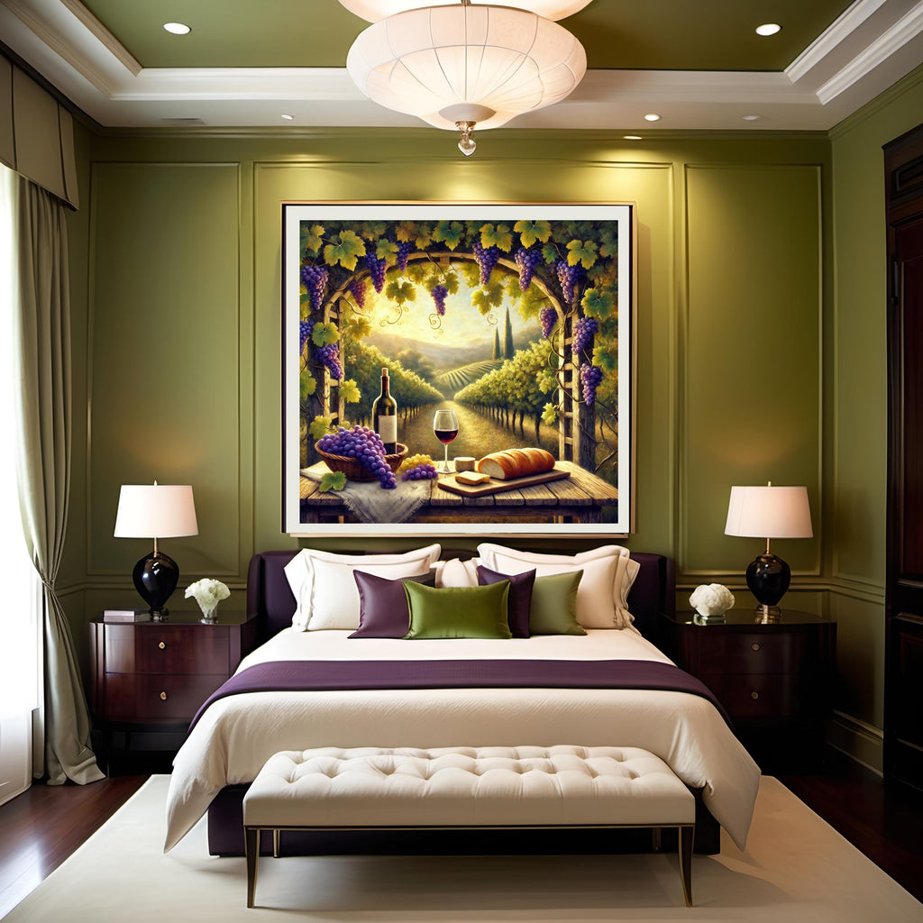 Tuscan Vineyard Still Life Art: Rustic Wine & Grapes Print (Digital Download)
