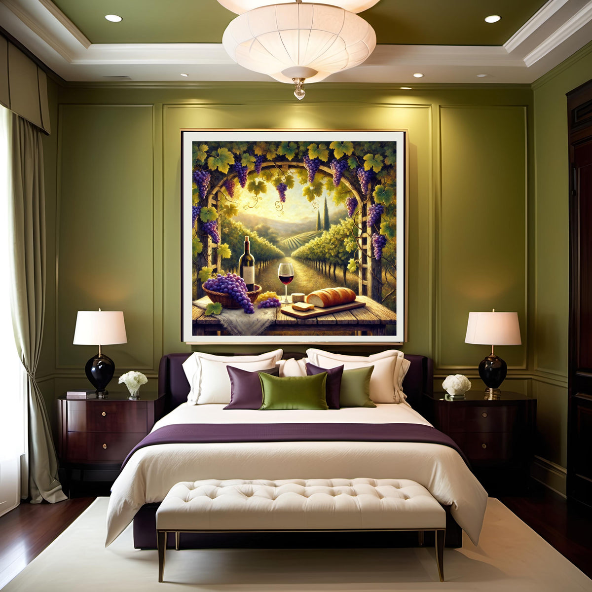 Tuscan Vineyard Still Life Art: Rustic Wine & Grapes Print (Digital Download)