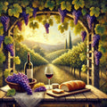 Tuscan Vineyard Still Life Art: Rustic Wine & Grapes Print (Digital Download)
