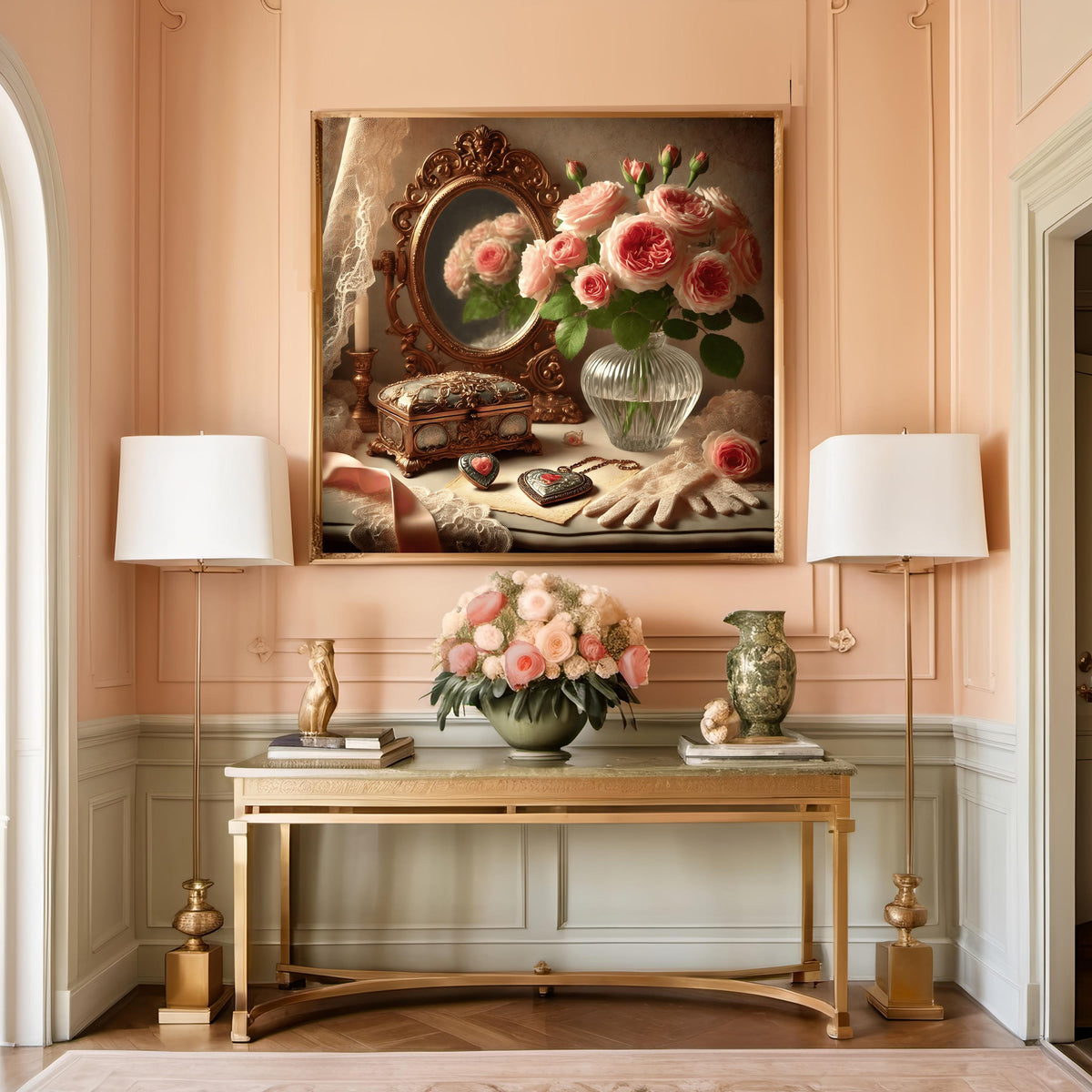 Vintage Valentine Still Life Art Print: Romantic Vanity Decor (Digital Download)