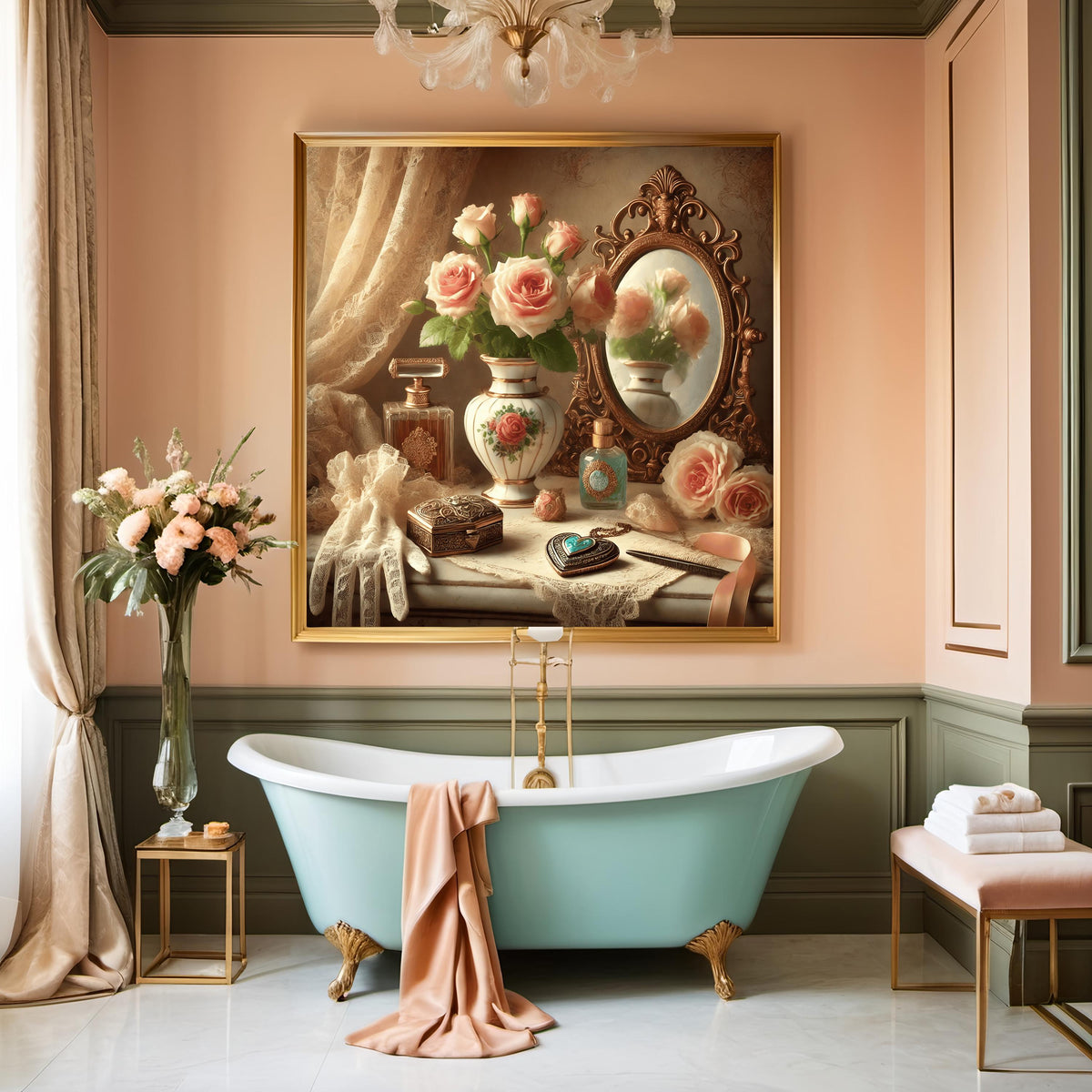 Vintage Vanity Still Life Art Print: Romantic Victorian Valentine Decor (Digital Download)
