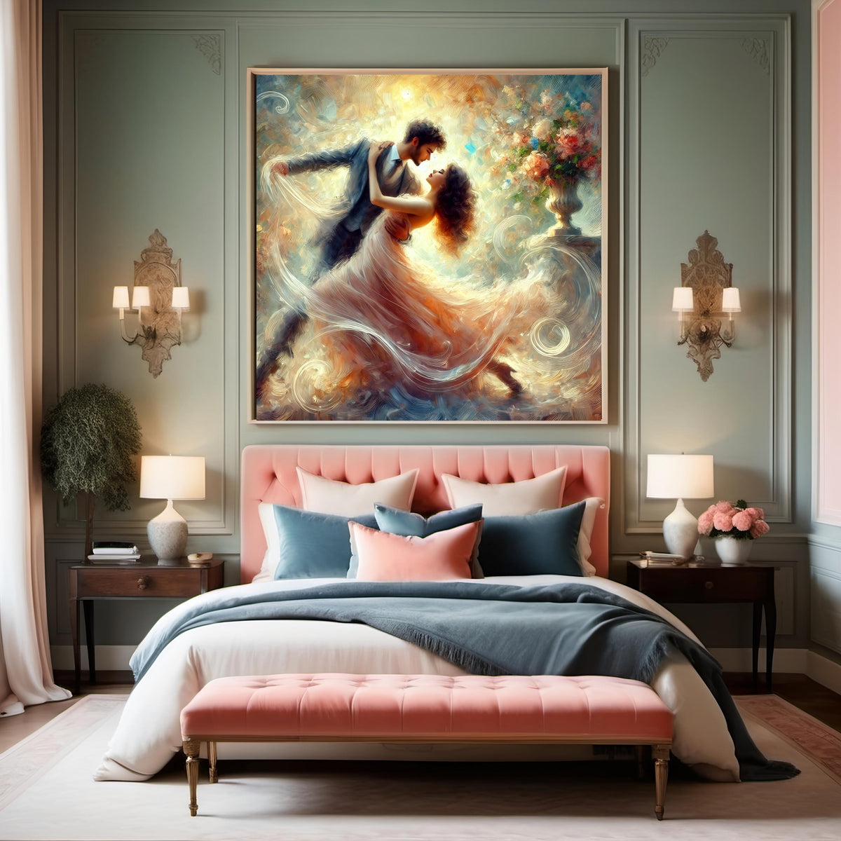 Romantic Couple Dancing Print: Impressionist Ballroom Art (Digital Download)