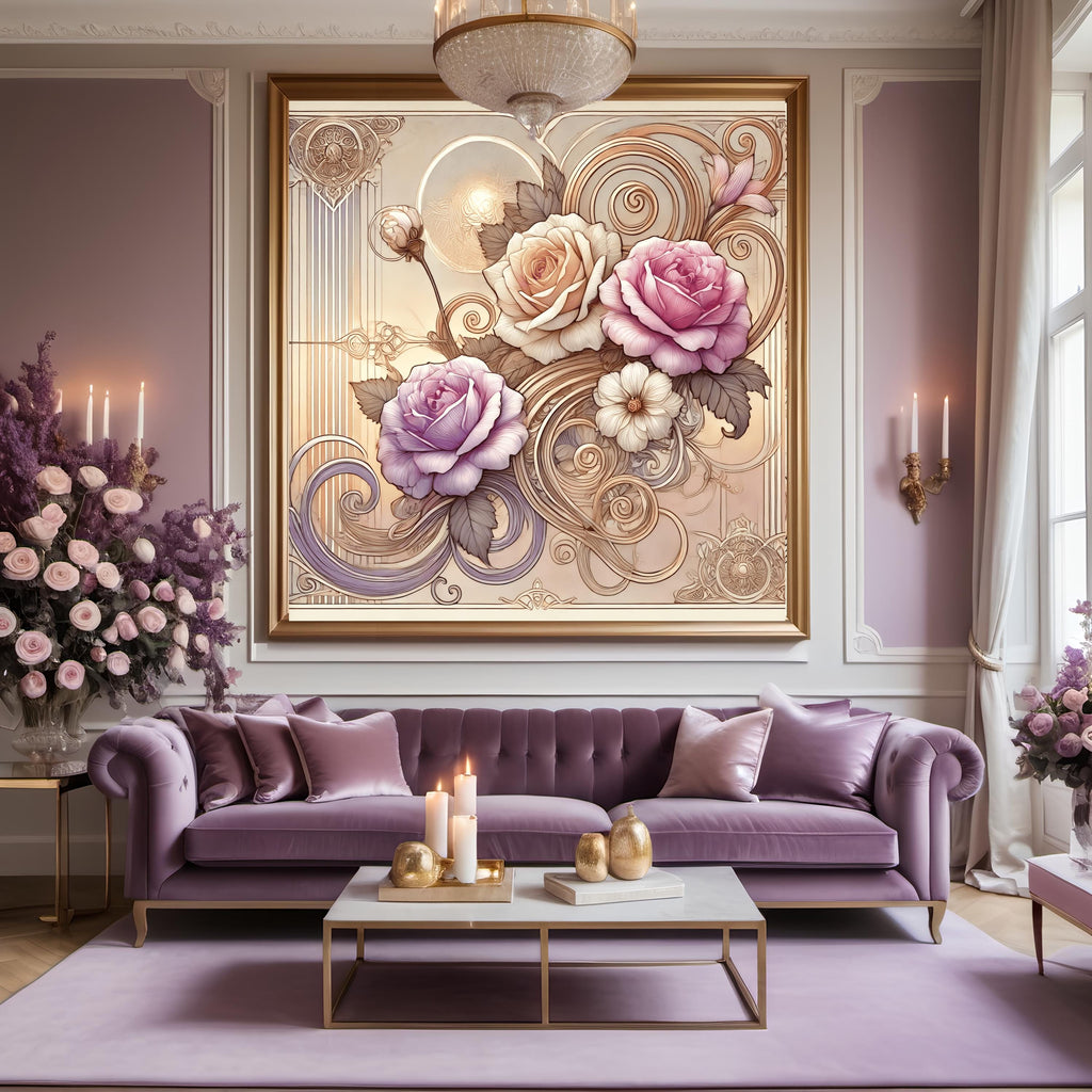 Art Nouveau Rose Print: Elegant Floral Botanical Wall Art (Digital Download) 3