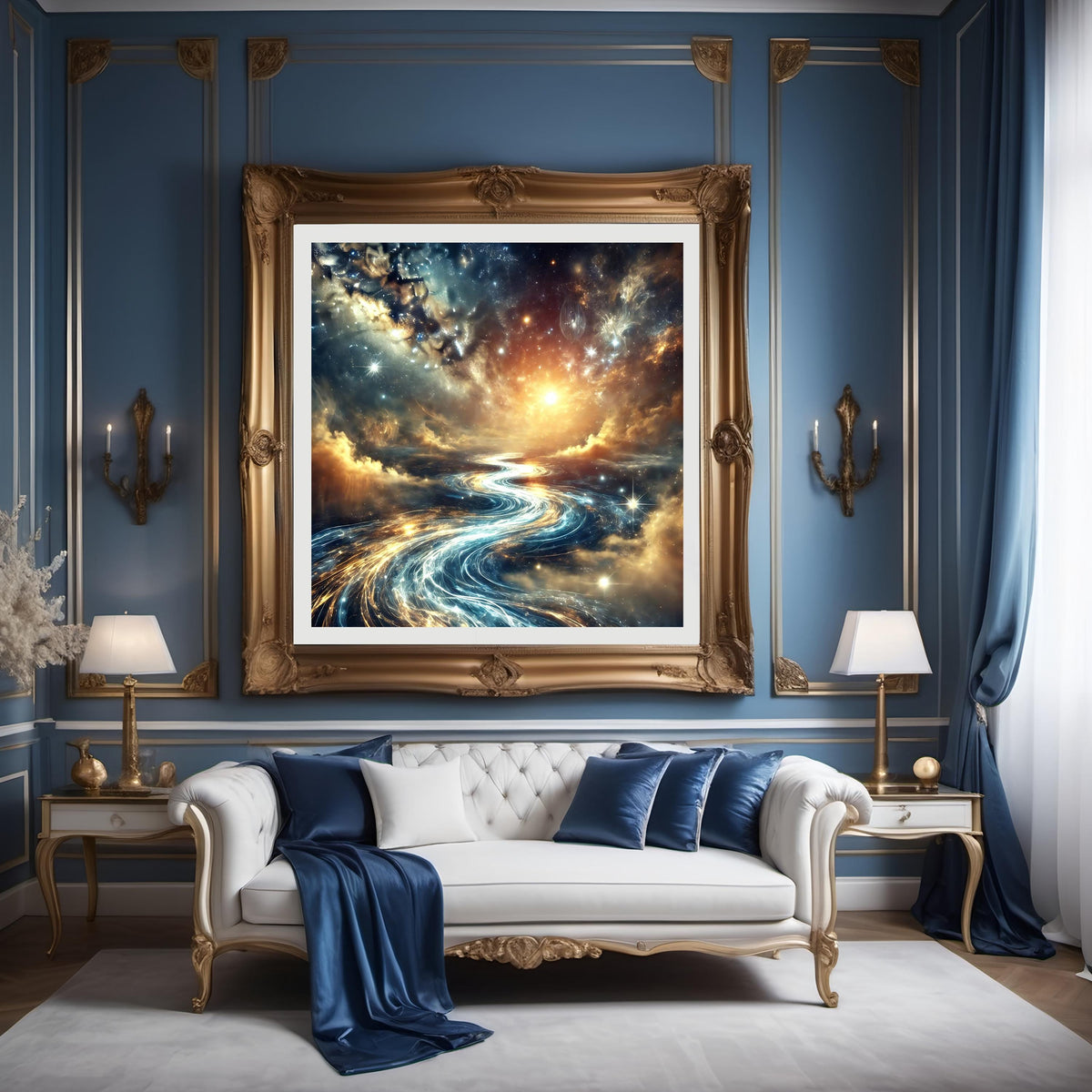 Celestial River Galaxy Print: Ethereal Cosmic Landscape (Digital Download)