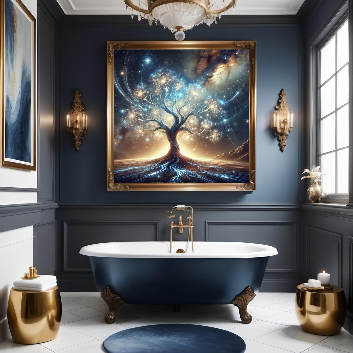 Celestial Tree of Light Print: Mystical Cosmic Artwork (Digital Download)