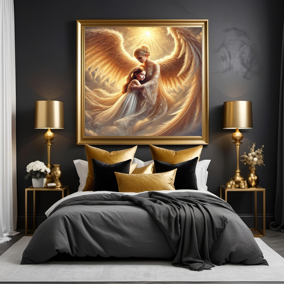 Guardian Angel Embrace Print: Celestial Mother & Child (Digital Download)
