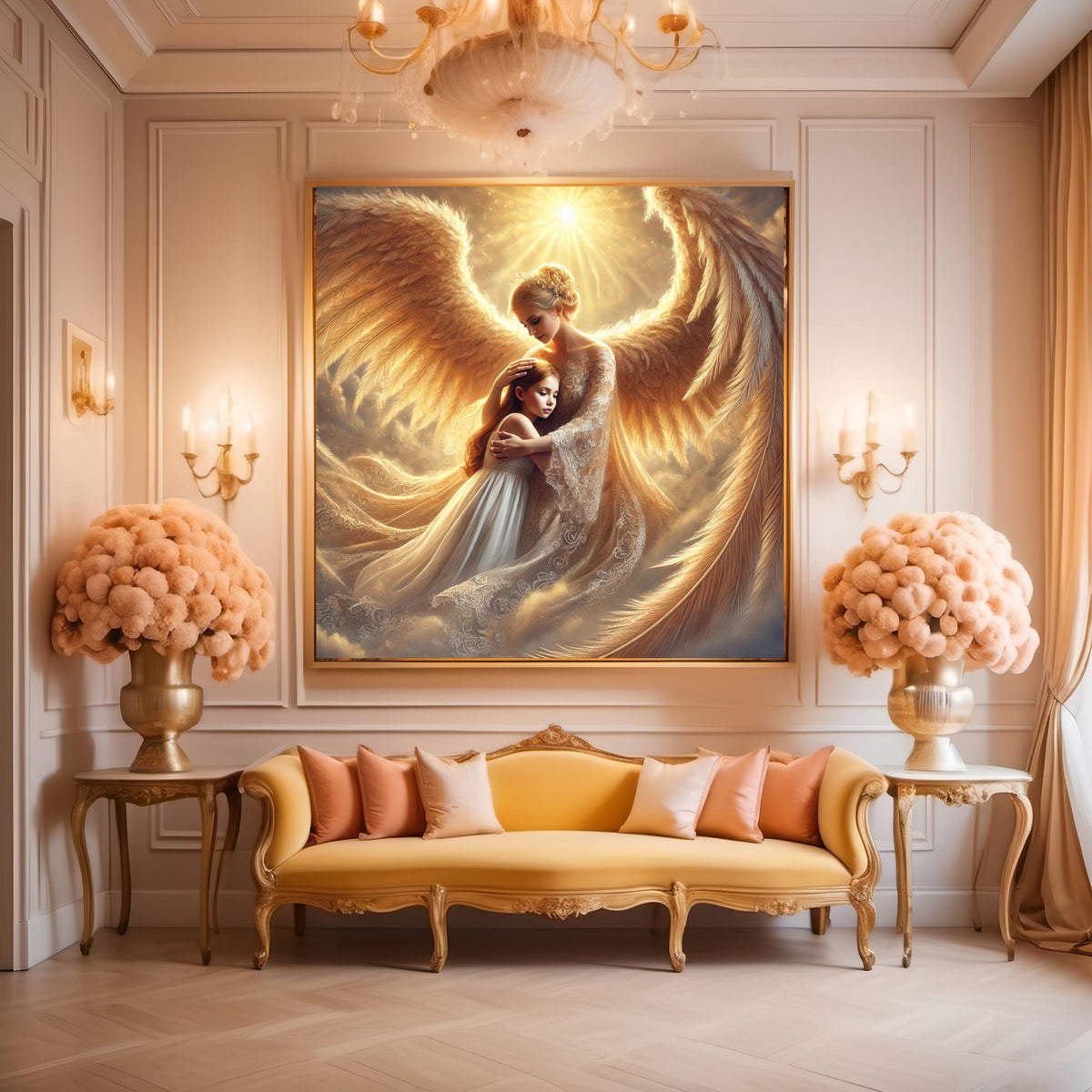 Guardian Angel Embrace Print: Celestial Mother & Child (Digital Download)