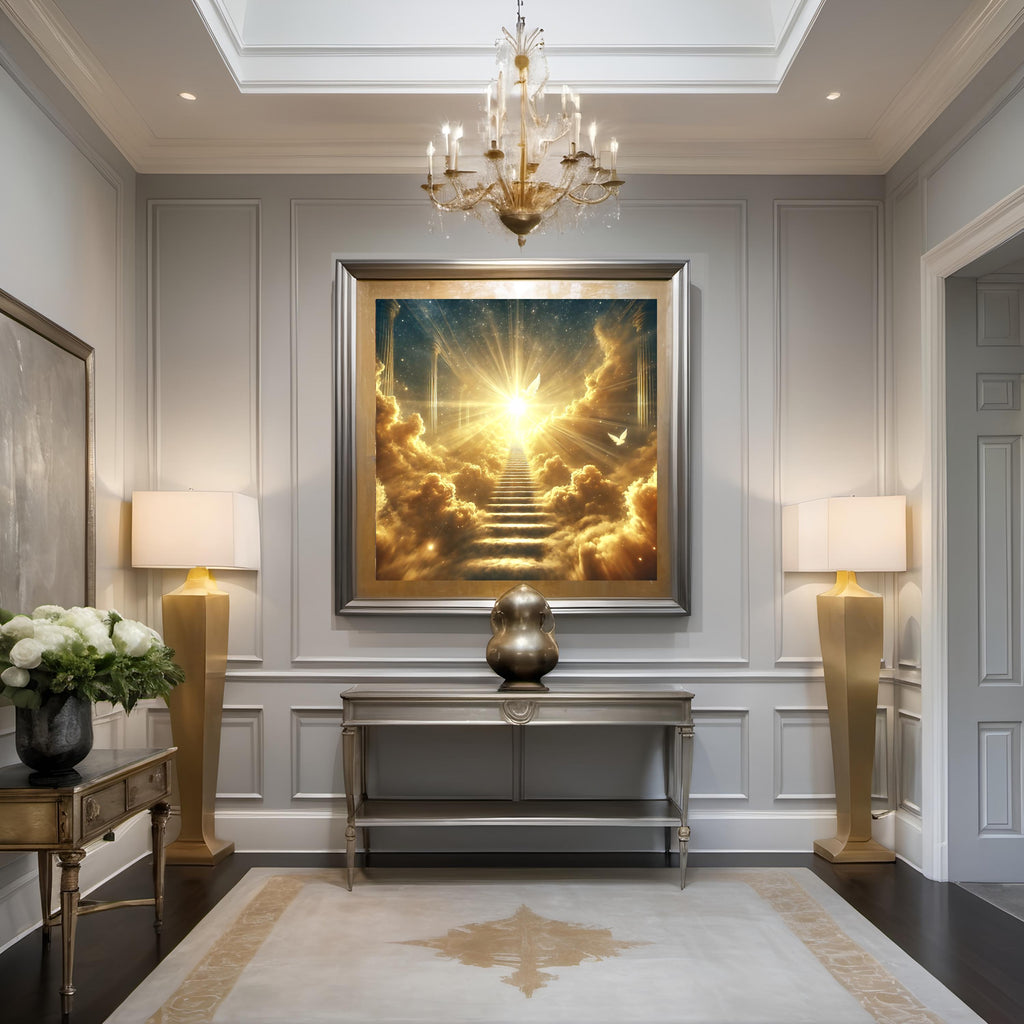 Heavenly Stairway to Light Print: Angelic Ascension Wall Art (Digital Download)