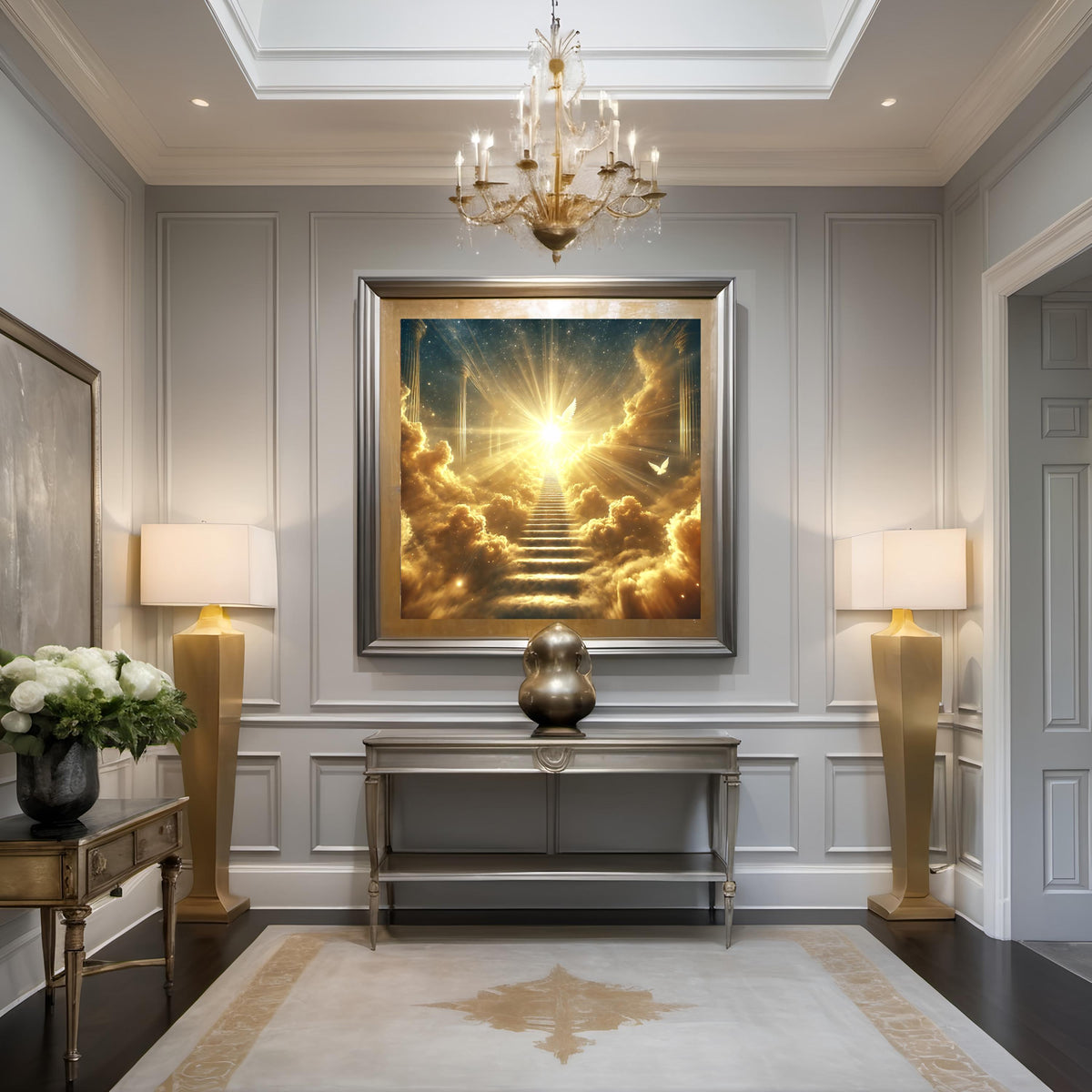 Heavenly Stairway to Light Print: Angelic Ascension Wall Art (Digital Download)