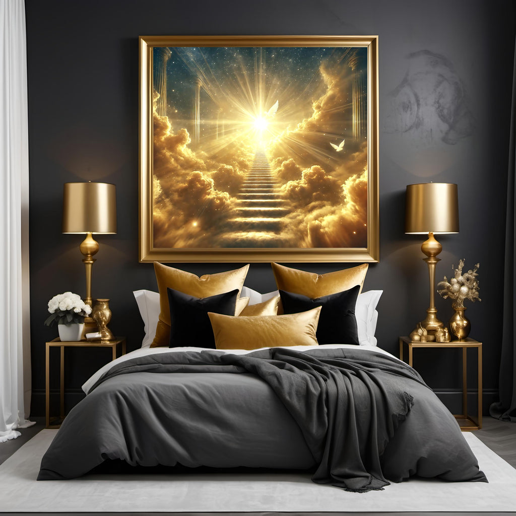 Heavenly Stairway to Light Print: Angelic Ascension Wall Art (Digital Download)