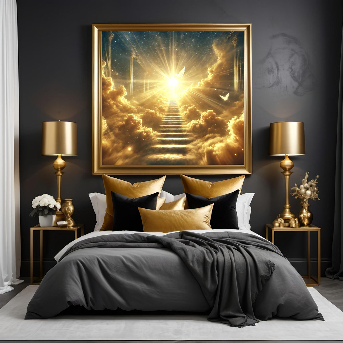 Heavenly Stairway to Light Print: Angelic Ascension Wall Art (Digital Download)