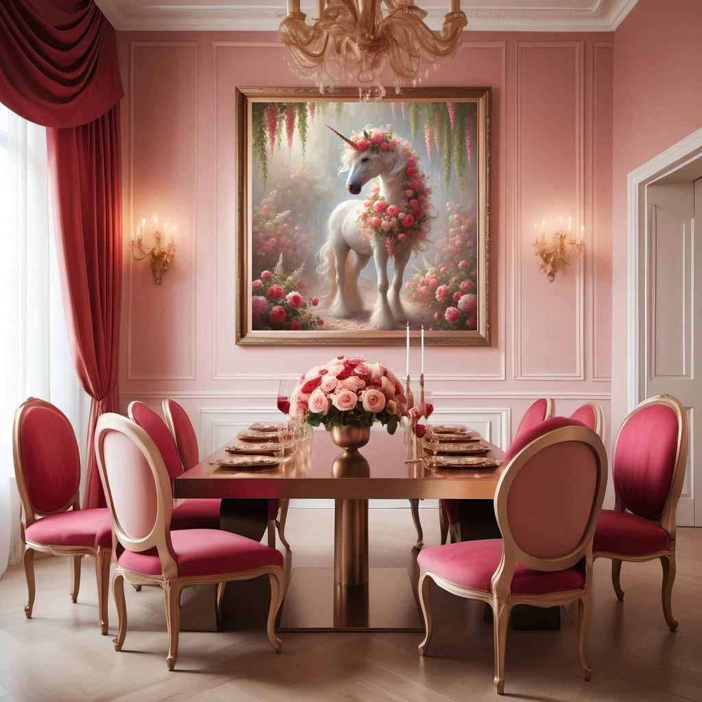 Rose Unicorn Digital Art Print: Romantic Nursery Decor (Digital Download)